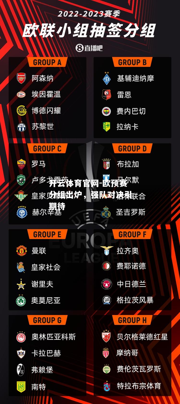 欧预赛分组出炉，强队对决引期待